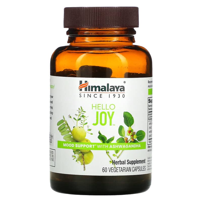 Himalaya, Hello Joy, Mood Support With Ashwagandha, 60 Vegetarian Capsules 605069065337