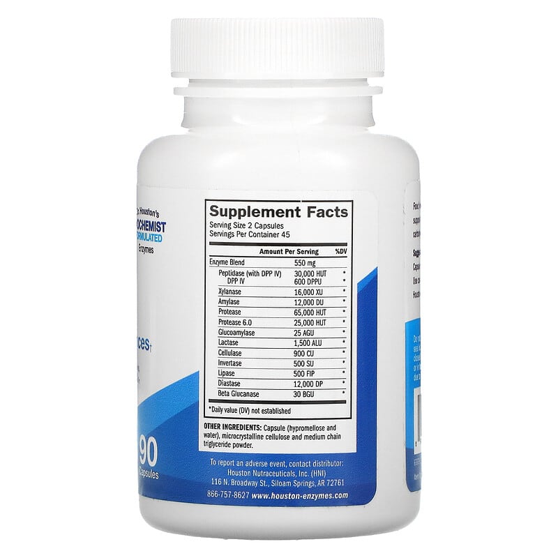 Houston Enzymes, TriEnza, Enzyme For Digestive Intolerances, 90 Capsules 898631000243