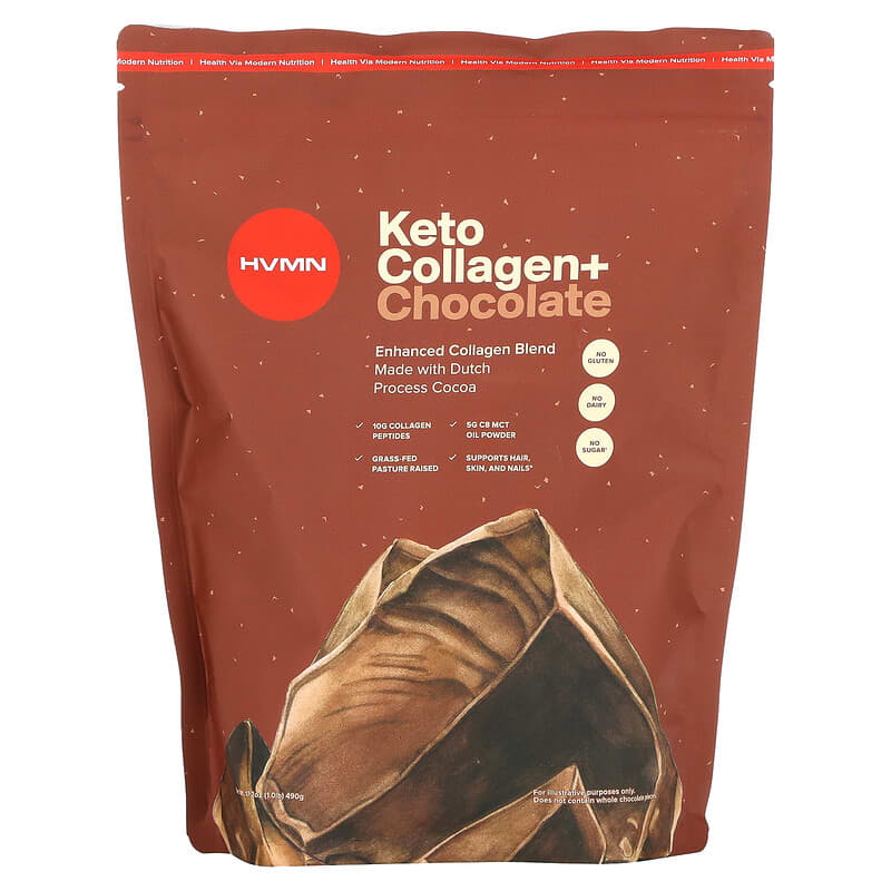 HVMN Keto Collagen+ Chocolate 17.2 oz (490 g) 850632006365