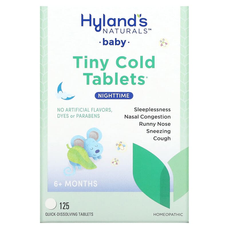 Hyland's Baby Tiny Cold Tablets Nighttime 6+ Months 125 Quick-Dissolving Tablets 354973325210