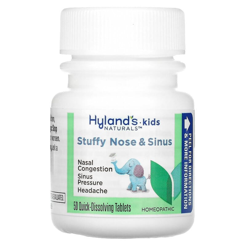 Hyland's, Kids, Stuffy Nose and Sinus, 2-12 Years, 50 Quick-Dissolving Tablets 354973340619