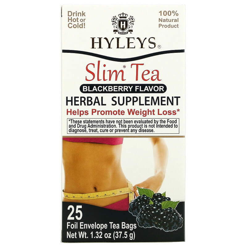Hyleys Tea Slim Tea Blackberry  25 Foil Envelope Tea Bags 1.32 oz (37.5 g) 854051004896