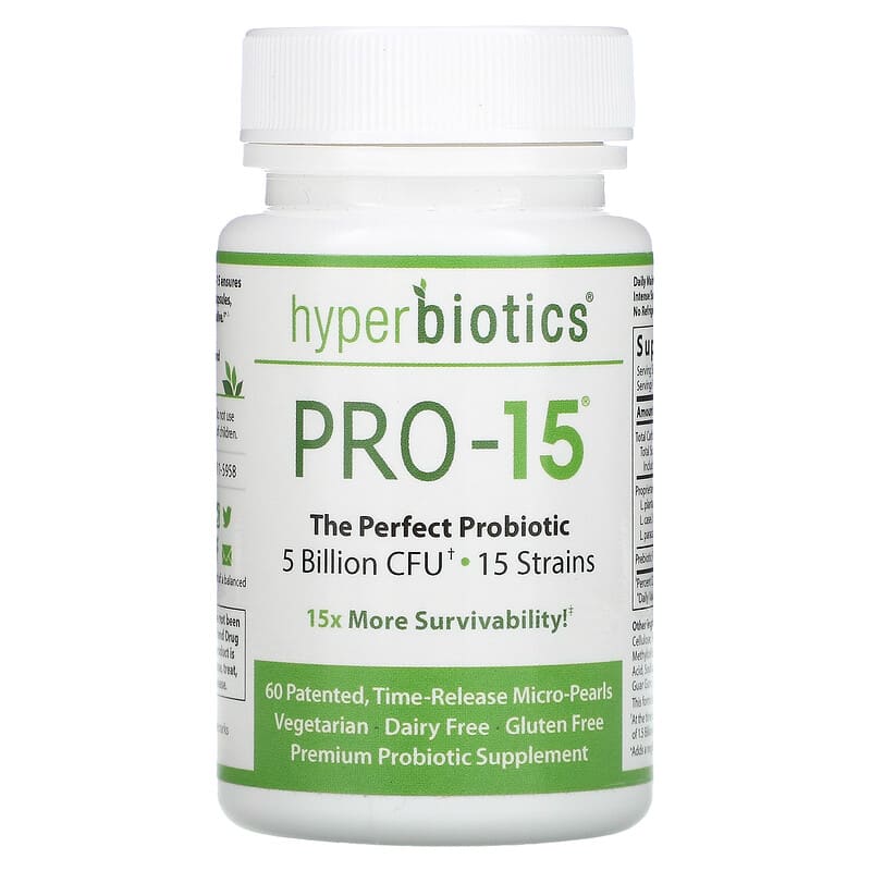 Hyperbiotics PRO-15 The Perfect Probiotic 5 Billion CFU 60 Patented Time-Release Micro-Pearls 9506000058504