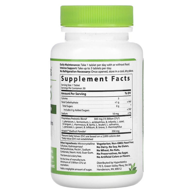 Hyperbiotics, PRO-15 with Kiwifruit, Advanced Strength, 15 Billion CFU, 30 Patented Time-Release Tablets 9506000058542