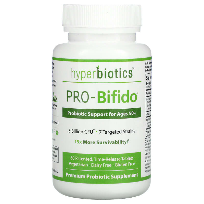 Hyperbiotics PRO-Bifido Probiotic Support for Ages 50+ 60 Time-Release Tablets 9506000113777