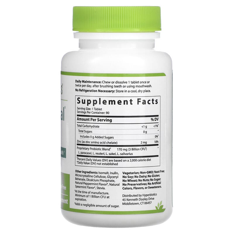 Hyperbiotics, PRO-Dental, Natural Mint , 90 Chewable Tablets 9506000113708