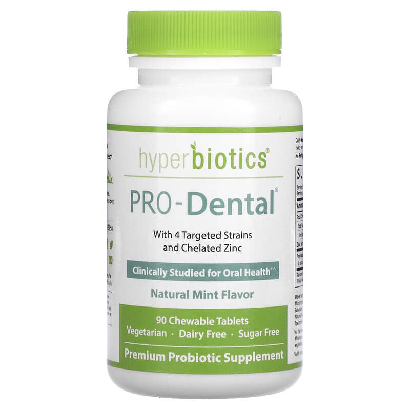 Hyperbiotics PRO-Dental Natural Mint  90 Chewable Tablets 9506000113708