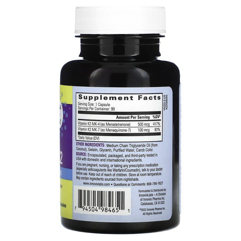 InnovixLabs, Full Spectrum Vitamin K2, 90 Capsules 794504984651