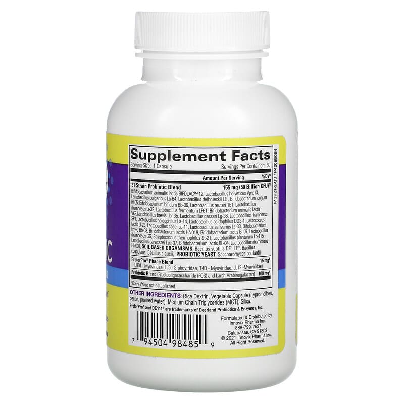 InnovixLabs, Multi-Strain Probiotic, 50 Billion, 60 Capsules 794504984859