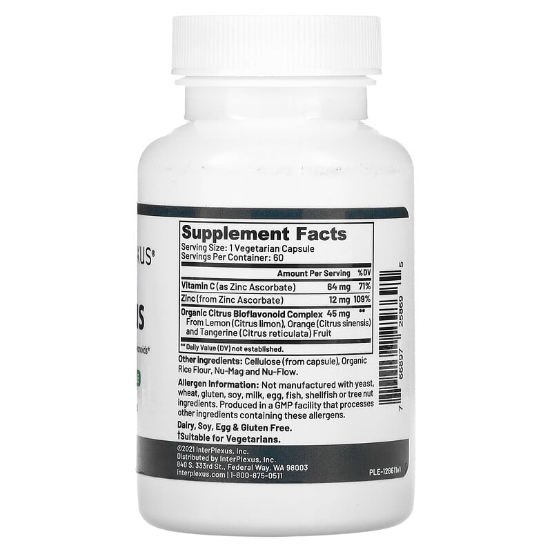 InterPlexus Inc., Zinc Plus, 60 Vegetarian Capsules 766897258695