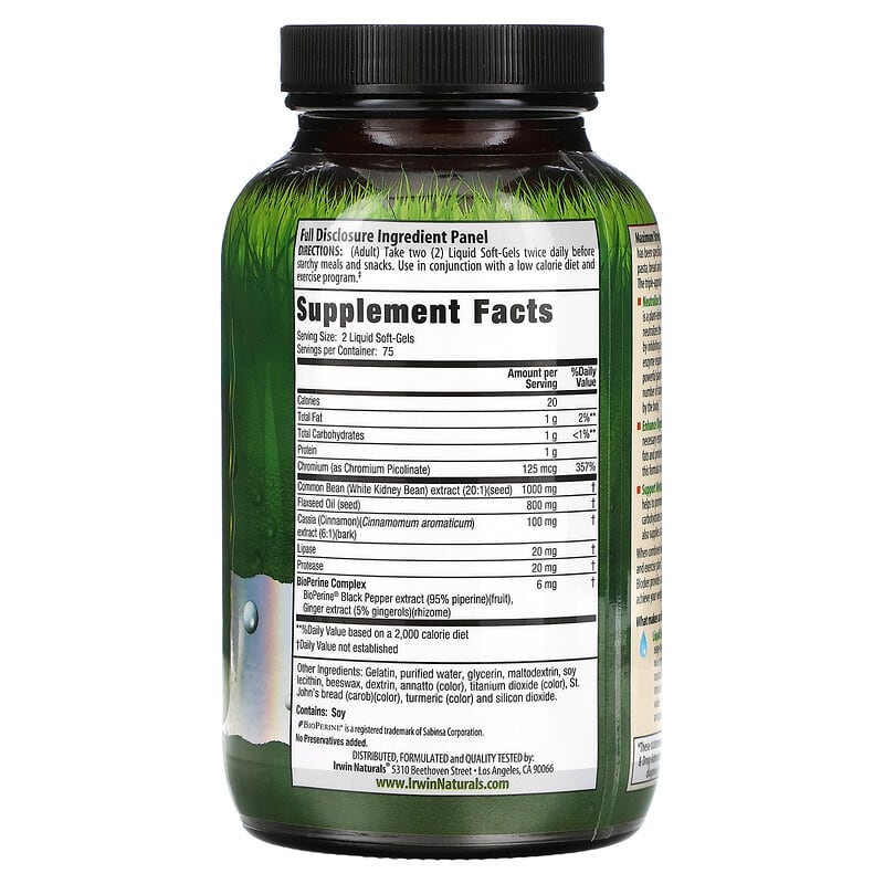 Irwin Naturals, 3-in-1 Carb Blocker, Maximum Strength, 150 Liquid Soft-Gels 710363581350