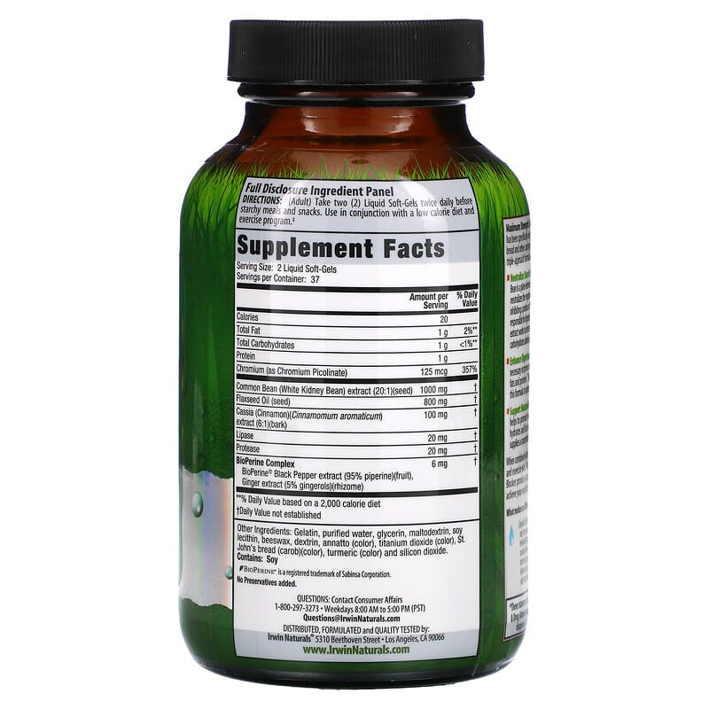 Irwin Naturals, 3-In-1 Carb Blocker, Maximum Strength, 75 Liquid Soft-Gels 710363263560