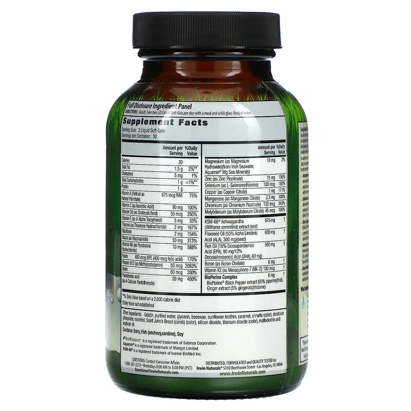 Irwin Naturals, Daily-Multi Testosterone Up Booster For Men, 60 Liquid Soft-Gels 840081404669