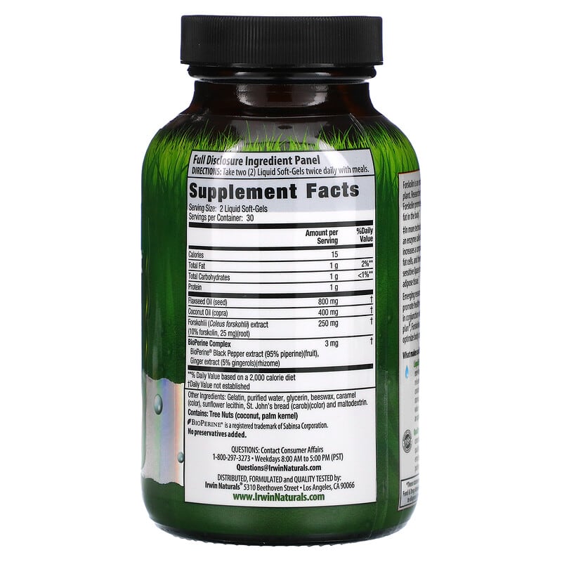 Irwin Naturals, Forskolin, Fat-Loss Diet, 60 Liquid Soft-Gels 710363584214