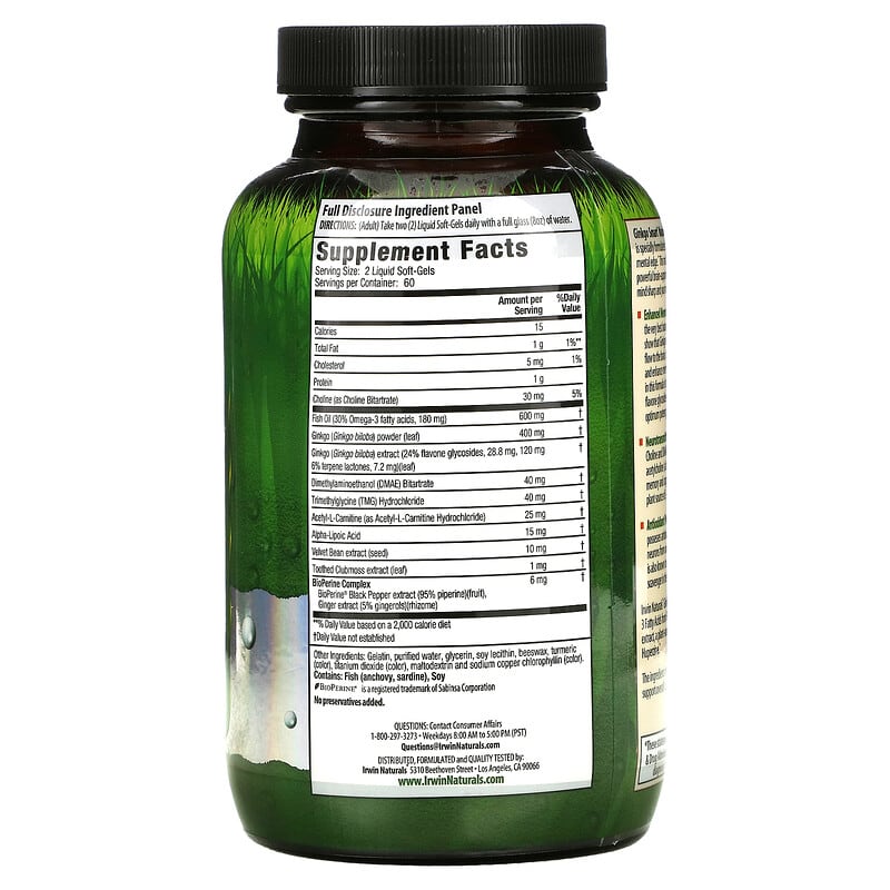 Irwin Naturals, Ginkgo Smart, Maximum Focus & Memory, 120 Liquid Soft-Gels 710363578268