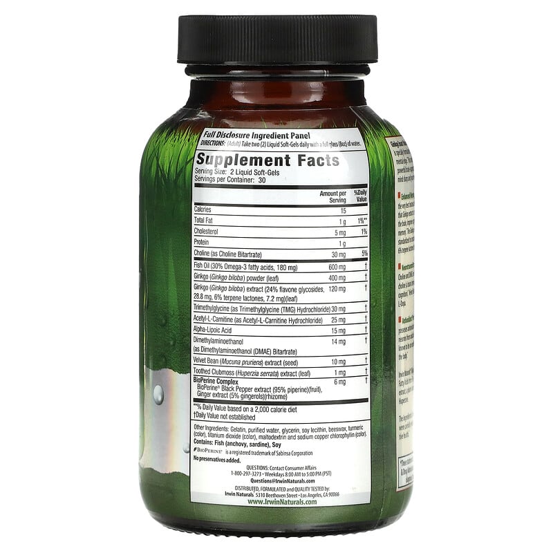 Irwin Naturals, Ginkgo Smart, Maximum Focus & Memory, 60 Liquid Soft-Gels 710363262372
