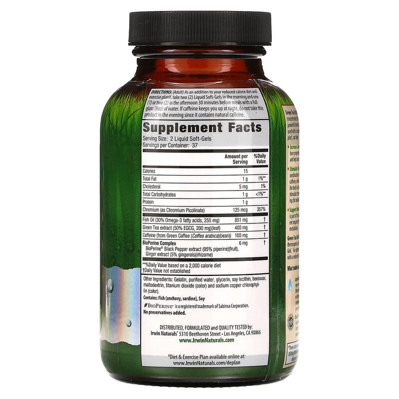 Irwin Naturals, Green Tea Fat Metabolizer, 75 Liquid Soft-Gels 710363263546