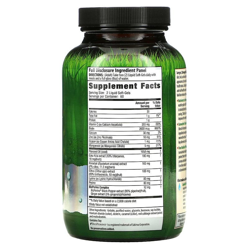 Irwin Naturals, Longer, Stronger Hair and Nails, 120 Liquid Soft-Gels 710363581343