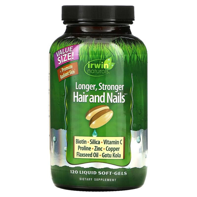 Irwin Naturals Longer Stronger Hair and Nails 120 Liquid Soft-Gels 710363581343