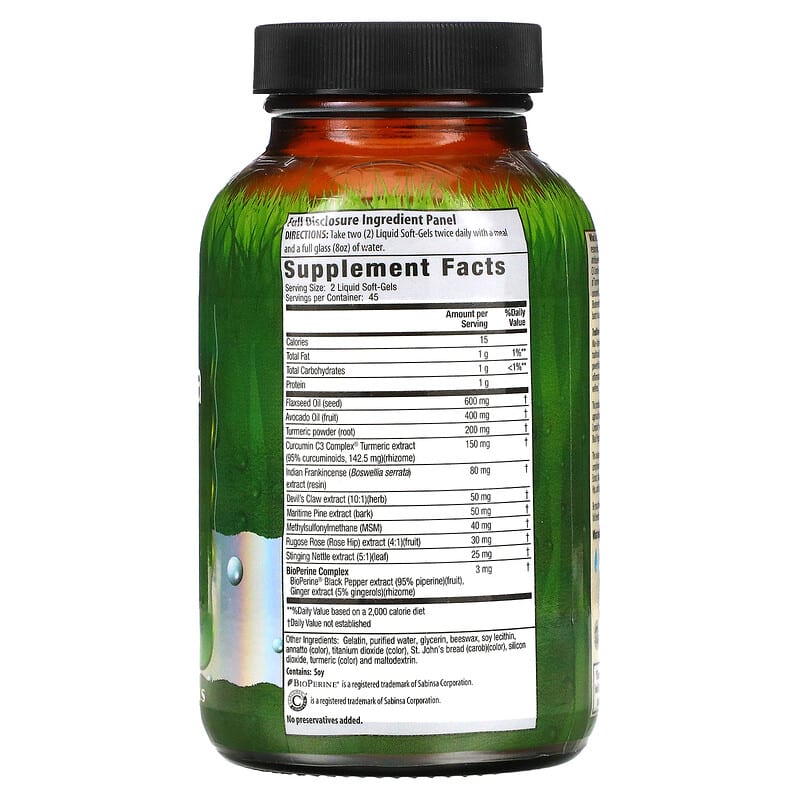 Irwin Naturals, Max-Active Boswellia, Curcumin + BioPerine, 90 Liquid Soft-Gels 840081404560