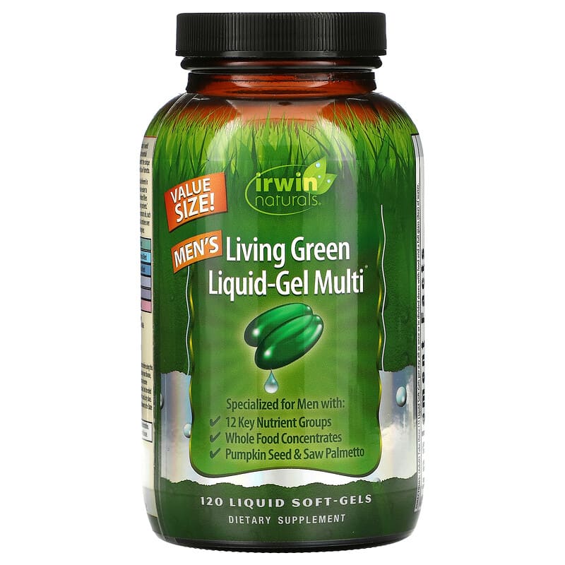 Irwin Naturals Men's Living Green Liquid-Gel Multi 120 Liquid Soft-Gels 710363575472