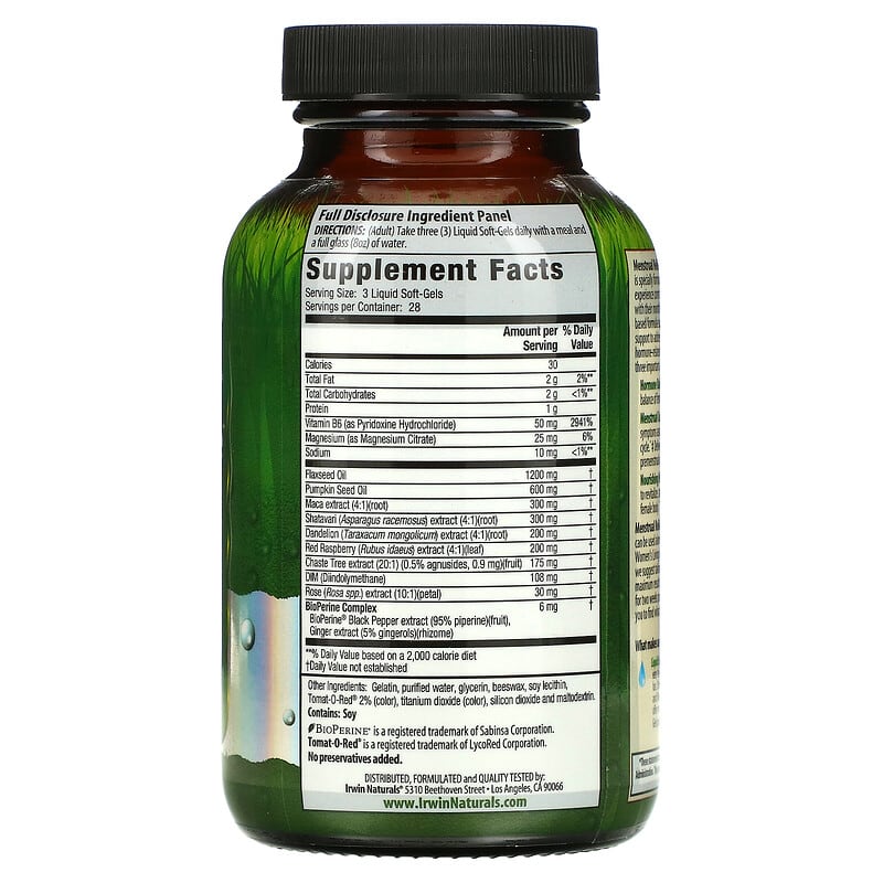 Irwin Naturals, Menstrual Relief Hormone Balance, 84 Liquid Soft-Gels 710363578404