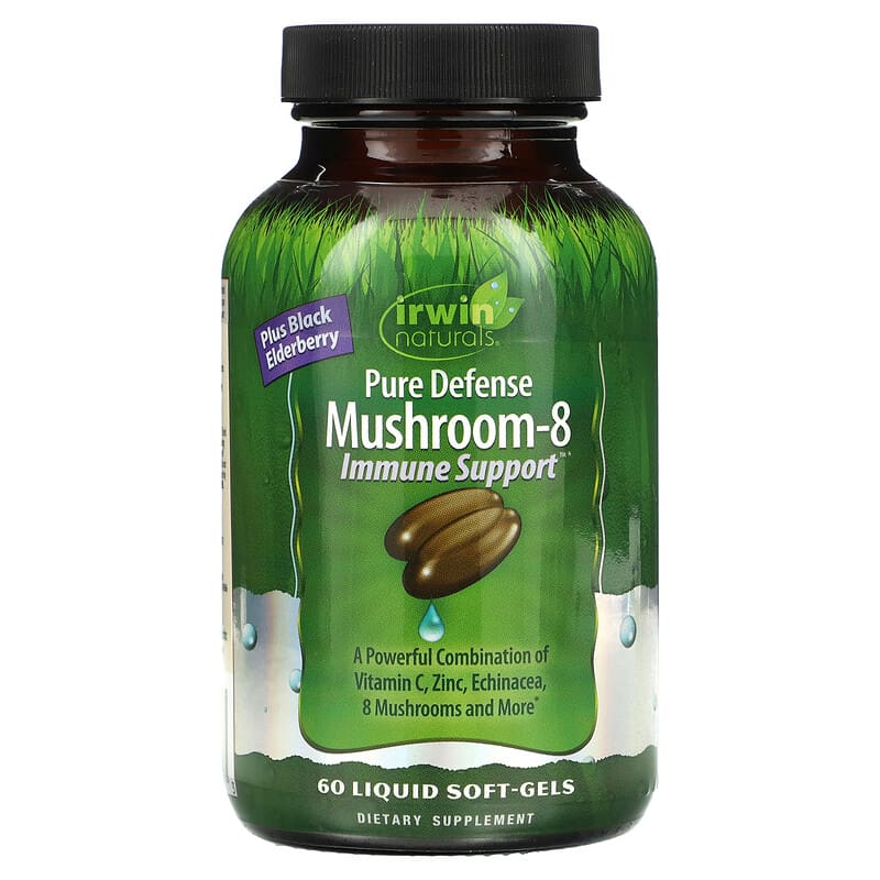 Irwin Naturals Pure Defense Mushroom-8 Immune Support 60 Liquid Soft-Gels 710363597153
