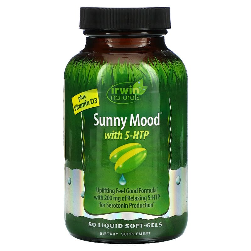 Irwin Naturals Sunny Mood with 5-HTP Plus Vitamin D3 80 Liquid Soft-Gels 710363591403