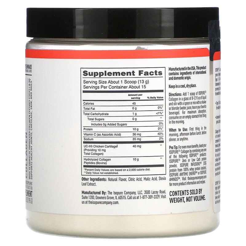 Isopure, Collagen, Raspberry Lemonade,  6.88 oz (195 g) 89094025519