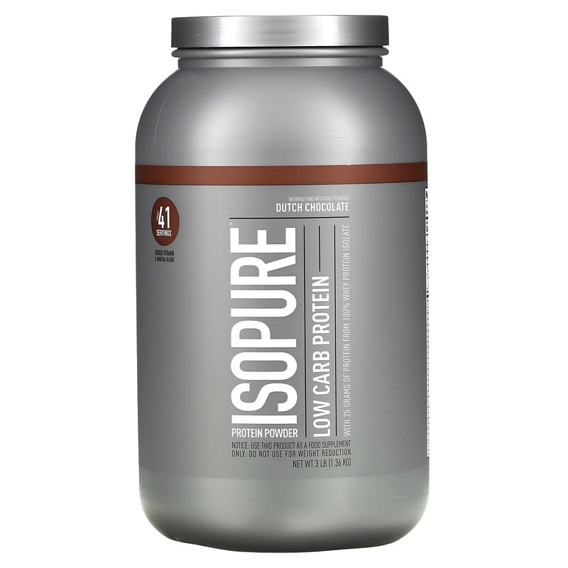 Isopure Low Carb Protein Powder Dutch Chocolate 3 lb (1.36 kg) 89094021177