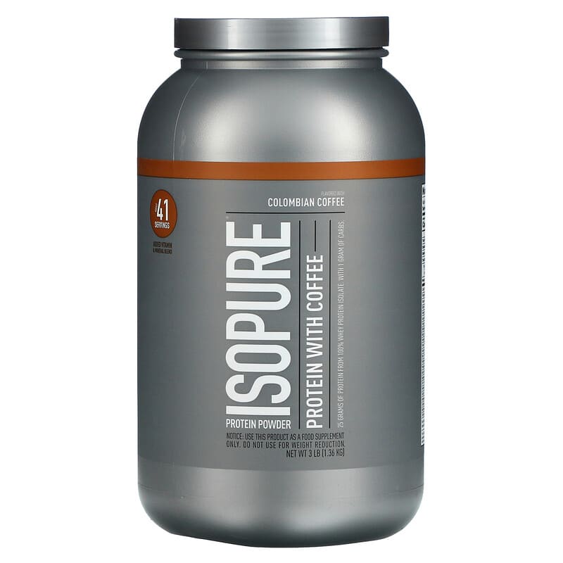 Isopure Protein Powder with Coffee Colombian Coffee 3 lb (1.36 kg) 89094022310