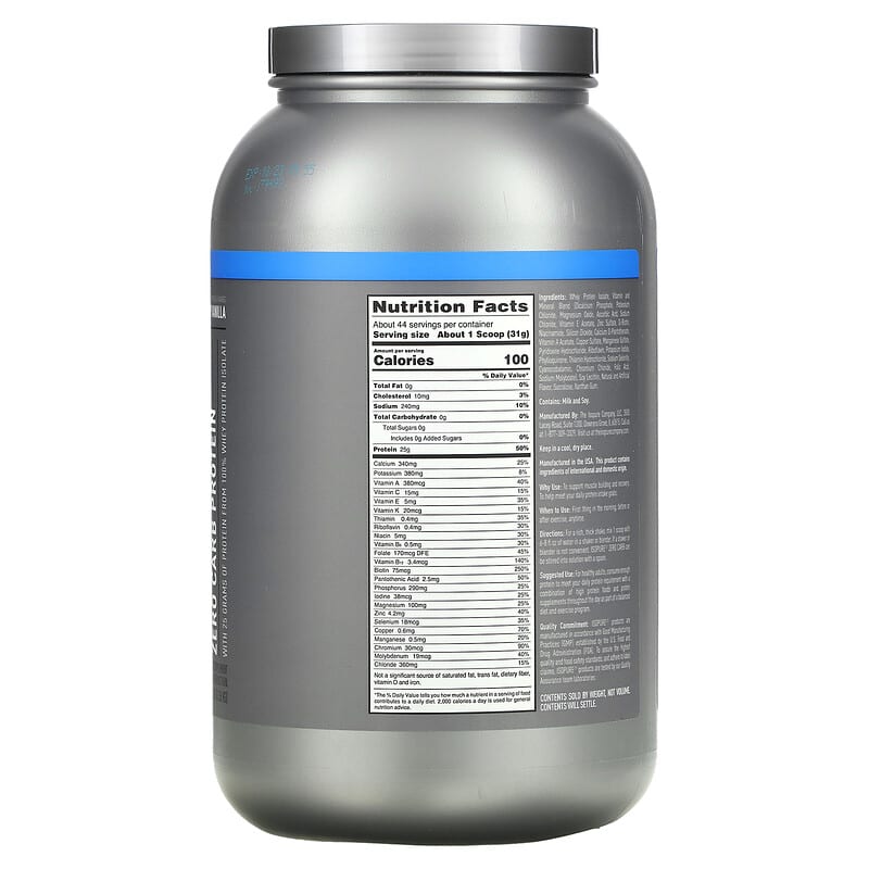 Isopure, Zero Carb Protein Powder, Creamy Vanilla, 3 lb (1.36 kg) 89094021153