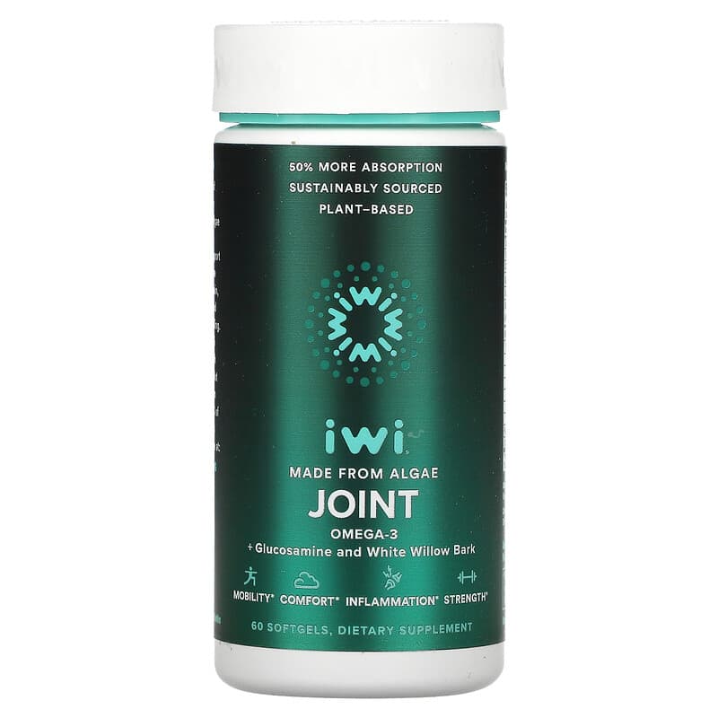 iWi, Joint, Omega-3 + Glucosamine and White Willow Bark, 60 Softgels 818353020459