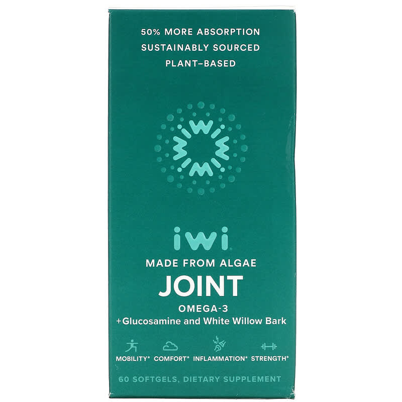 iWi Joint Omega-3 + Glucosamine and White Willow Bark 60 Softgels 818353020459