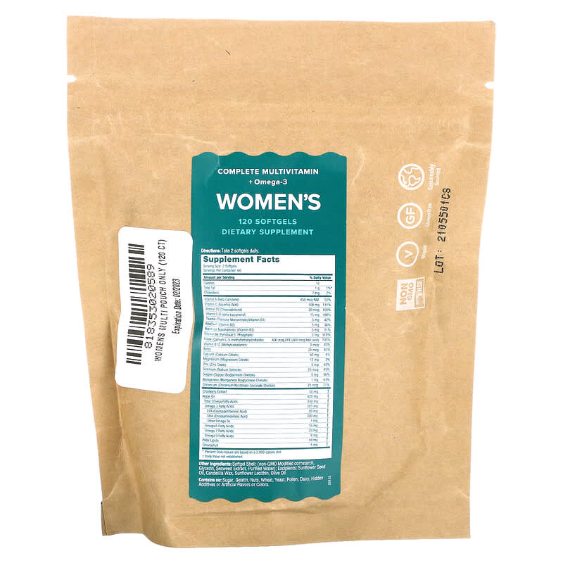 iWi, Women's Multi Pouch, Complete Multivitamin + Omega-3, 120 Softgels 818353020589
