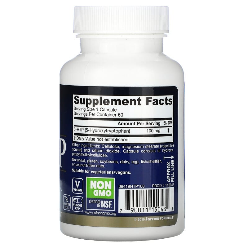 Jarrow Formulas, 5-HTP, 100 mg, 60 Veggie Caps 790011150435