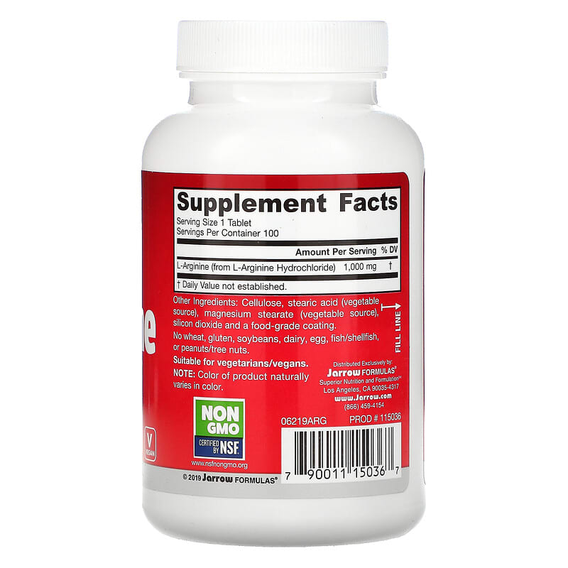 Jarrow Formulas, Arginine, 1000 mg, 100 Tablets 790011150367
