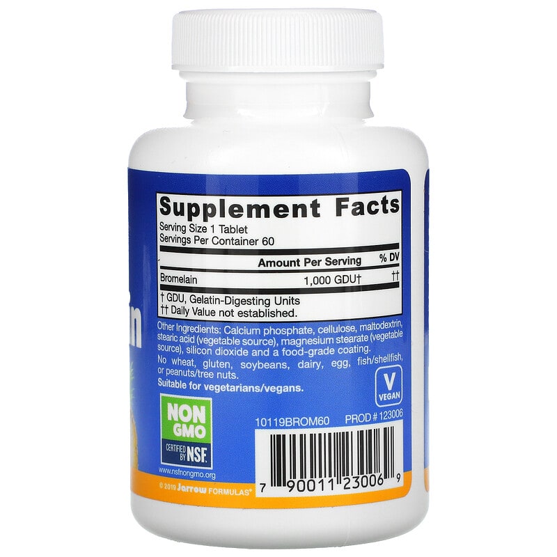 Jarrow Formulas, Bromelain, 1,000 GDU, 60 Tablets 790011230069