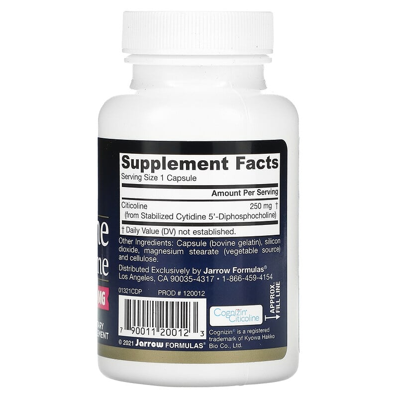 Jarrow Formulas, Citicoline, CDP Choline, 250 mg, 60 Capsules 790011200123
