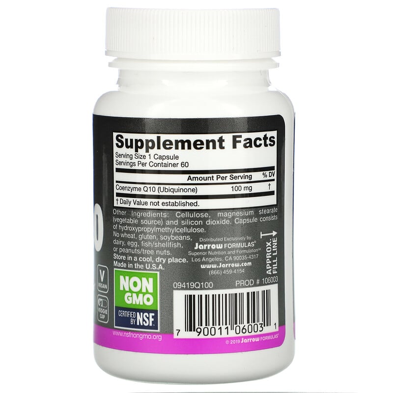 Jarrow Formulas, Co-Q10, 100 mg, 60 Veggie Caps 790011060031