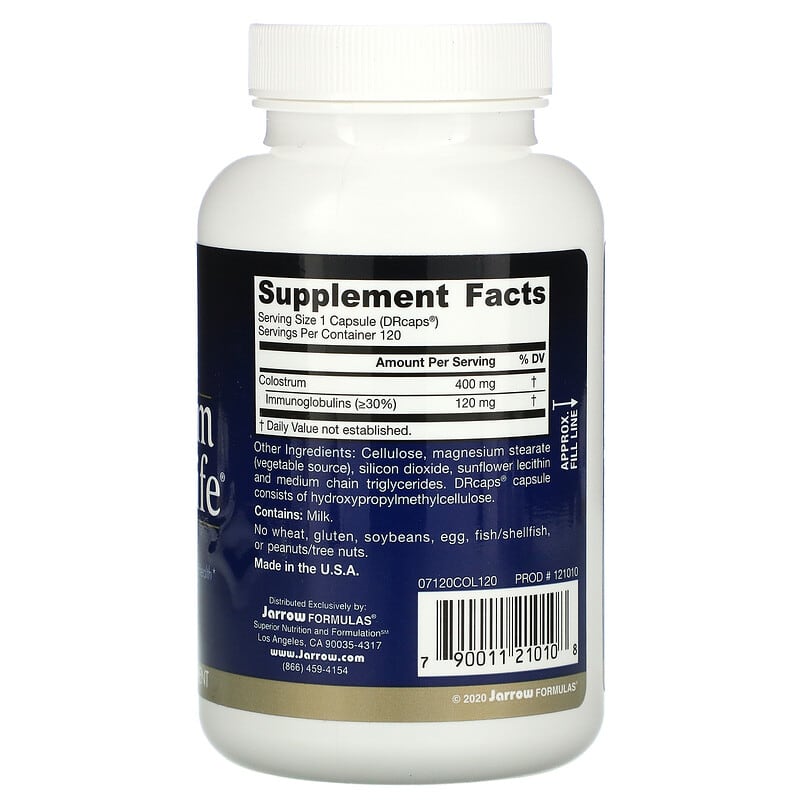 Jarrow Formulas, Colostrum Prime Life, 400 mg, 120 Veggie Caps 790011210108
