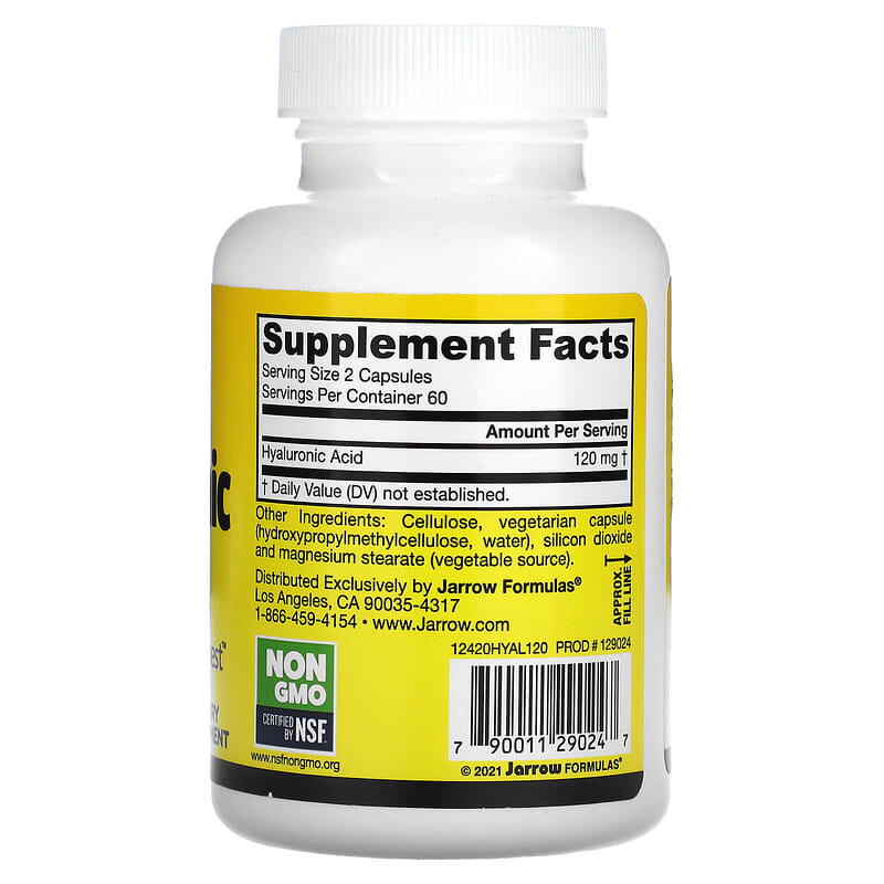 Jarrow Formulas, Hyaluronic Acid, 120 Veggie Caps 790011290247