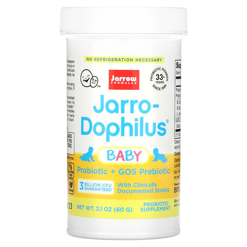 Jarrow Formulas, Jarro-Dophilus Baby, Probiotic + GOS Prebiotic, 3 Months - 4 Years, 3 Billion CFU, 2.1 oz (60 g) 790011030584