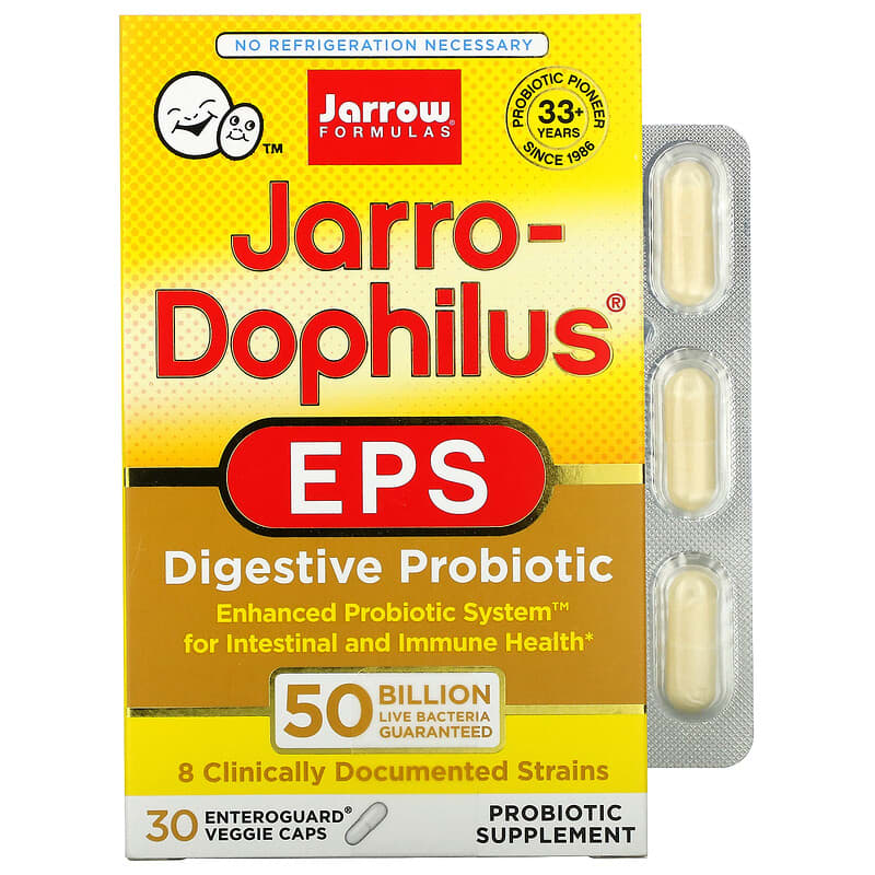 Jarrow Formulas Jarro-Dophilus EPS 50 Billion 30 Enteroguard Veggie Caps 790011030713