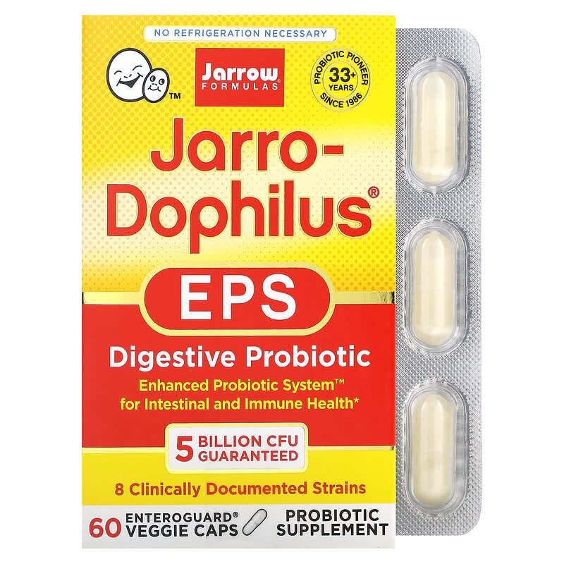 Jarrow Formulas Jarro-Dophilus EPS Digestive Probiotic 5 Billion CFU 60 Enteroguard Veggie Caps 790011030201
