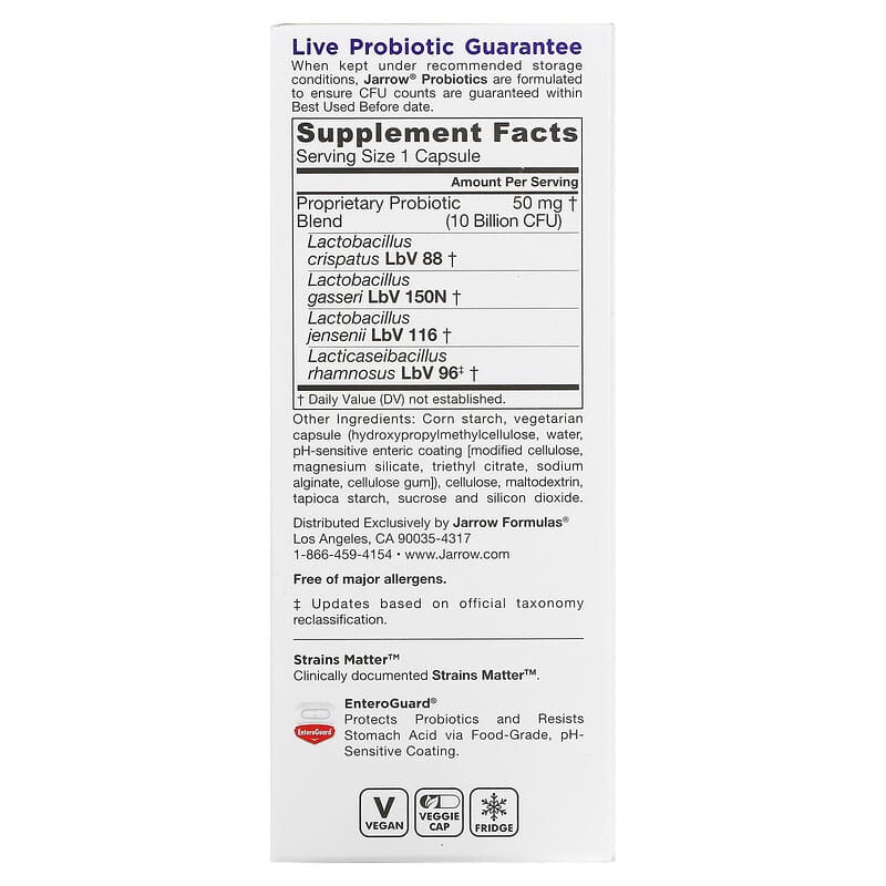 Jarrow Formulas, Jarro-Dophilus, Vaginal Probiotic, Women, 10 Billion, 60 Enteroguard Veggie Caps 790011030553