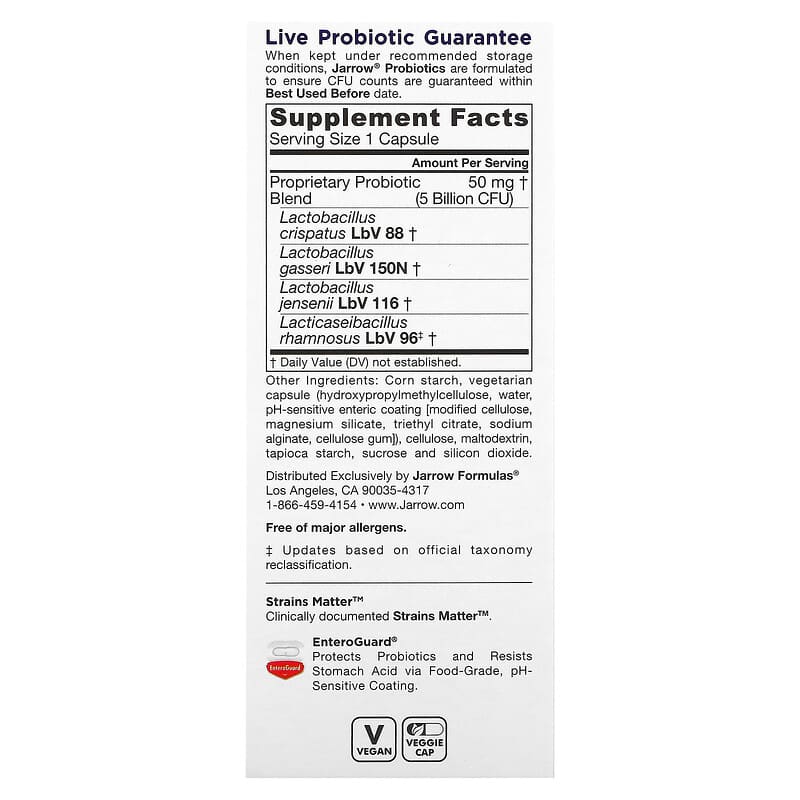 Jarrow Formulas, Jarro-Dophilus Women, Vaginal Probiotic, 5 Billion, 60 Enteroguard Veggie Caps 790011030546