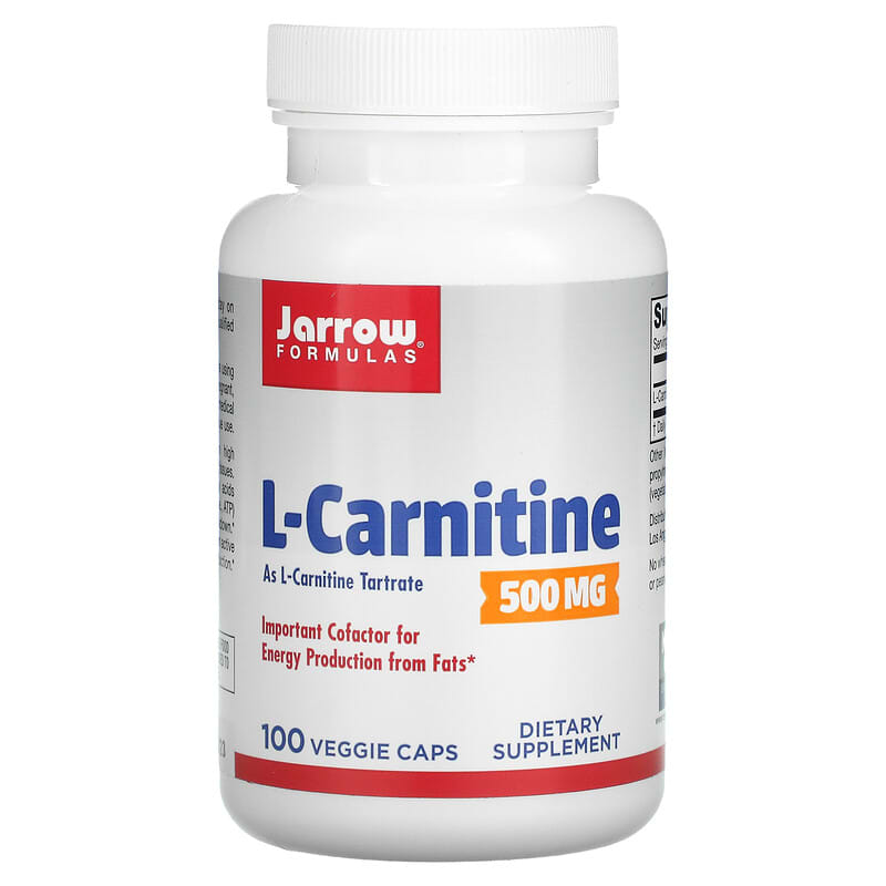 Jarrow Formulas L-Carnitine 500 mg 100 Veggie Caps 790011020028