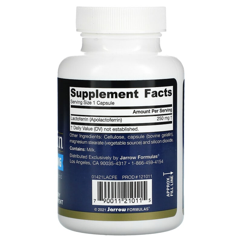 Jarrow Formulas, Lactoferrin, Freeze Dried, 250 mg, 60 Capsules 790011210115