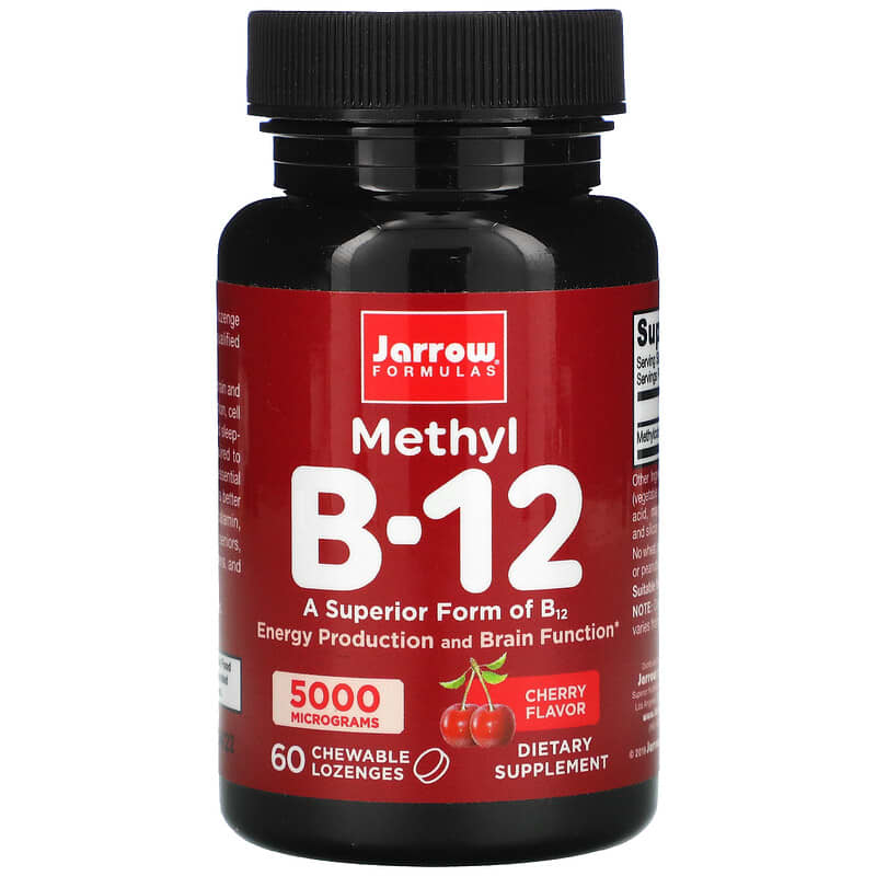 Jarrow Formulas Methyl B-12 Cherry Flavor 5,000 mcg 60 Chewable Lozenges 790011180043